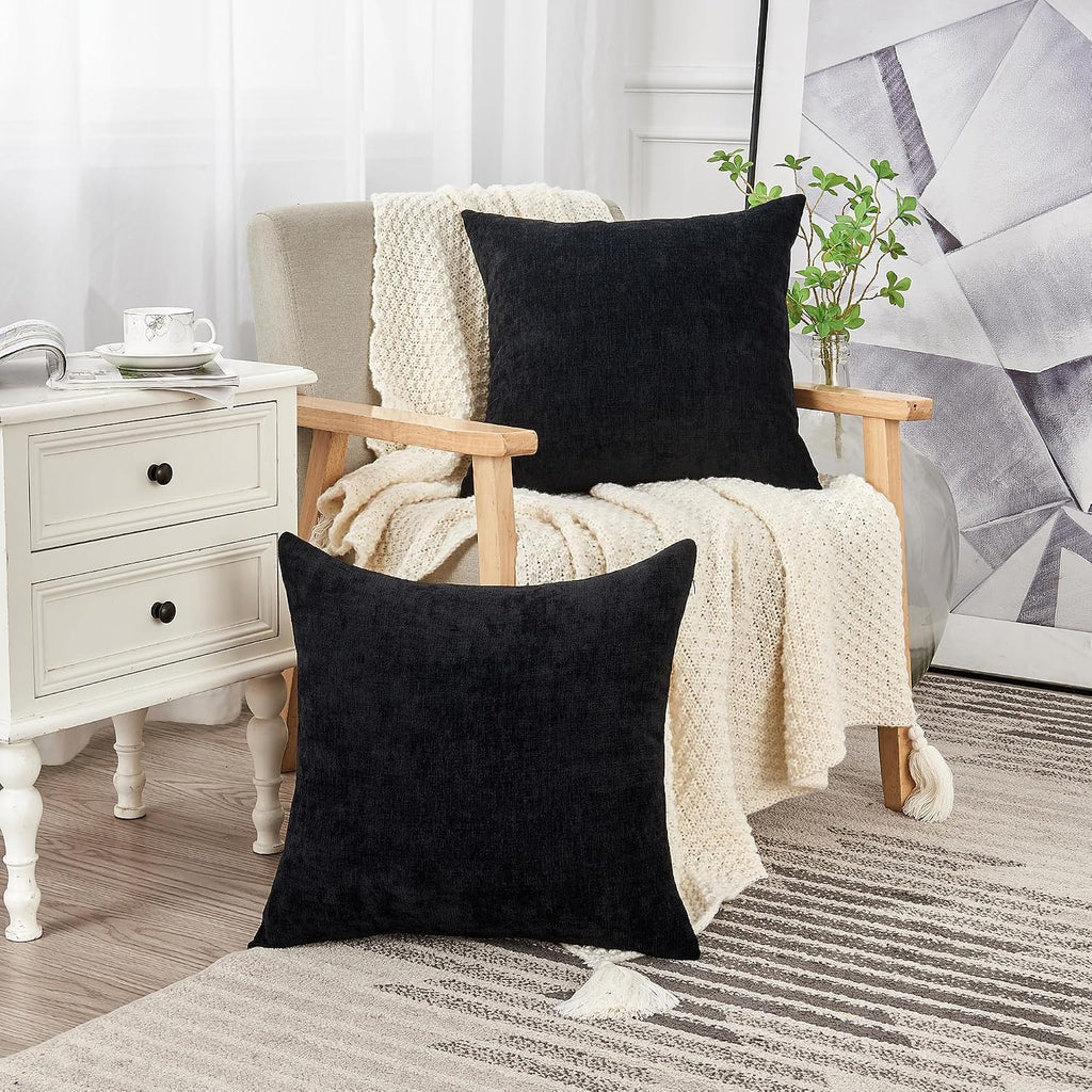 Gawamay Decorative Chenille Throw Pillow Covers 24x24 Inch Pack of 2, Soft Square Couch Pillow Cover for Sofa Cushion Living Room Bedroom S…