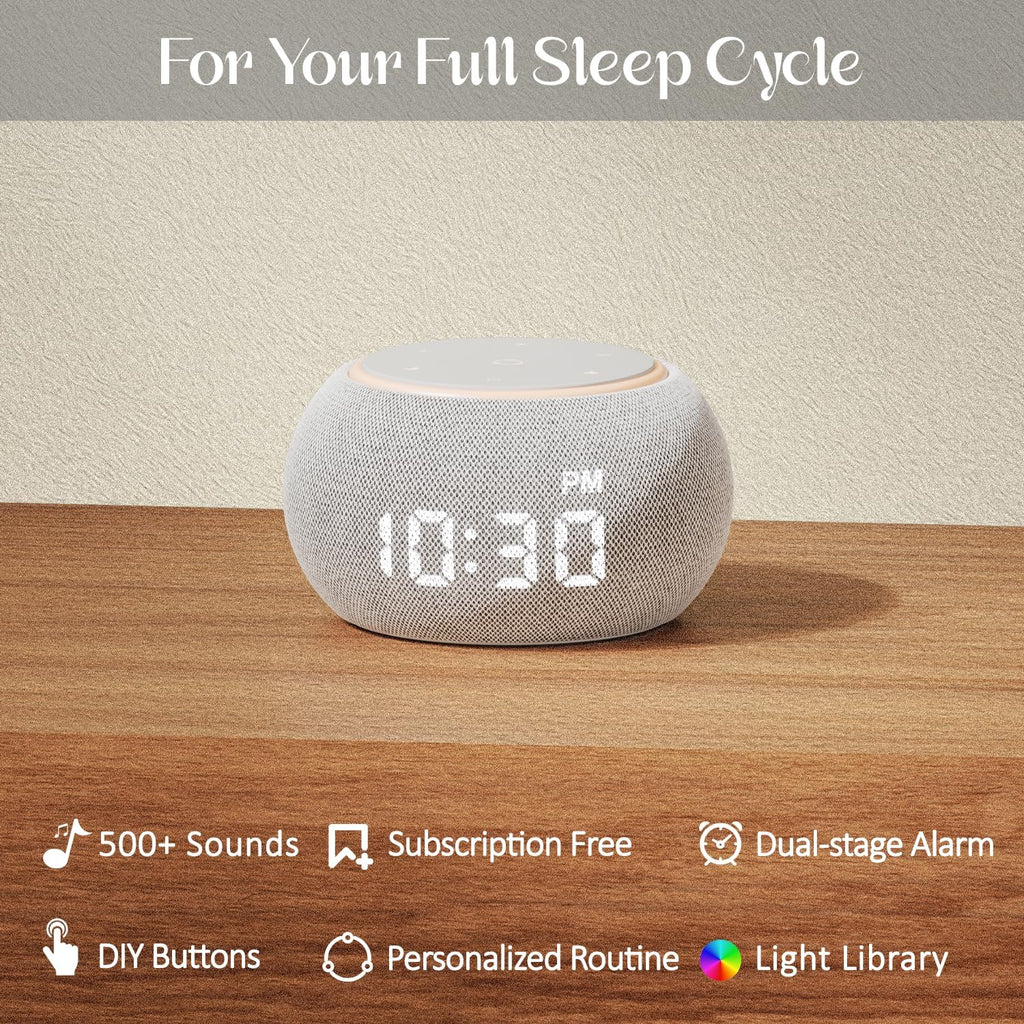 Santebee Sound Machine for Sleep White Noise Machine for Adults Night Light, Luna Pro 507 Soothing Sounds, Dual-stage Alarm&Snooze, Smart…