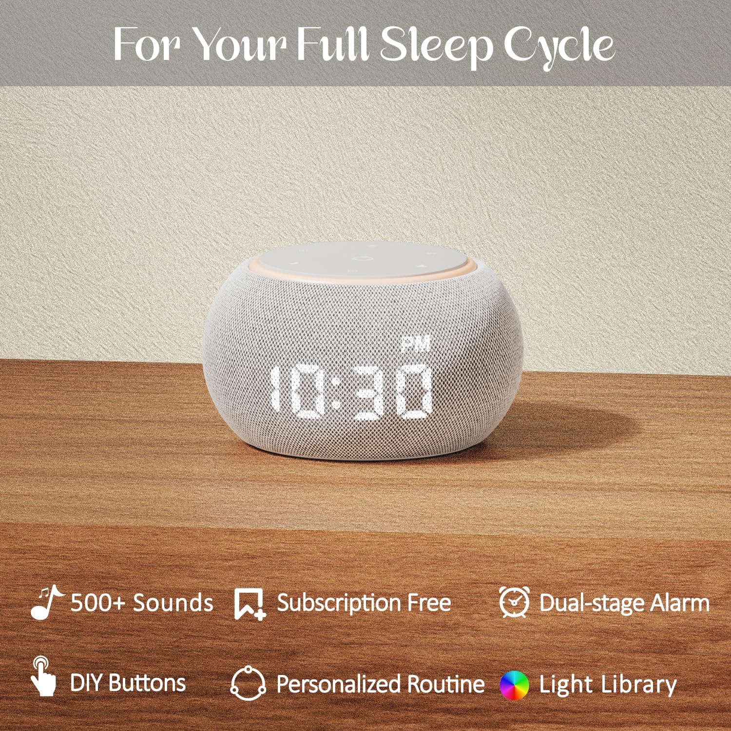 Santebee Sound Machine for Sleep White Noise Machine for Adults Night Light, Luna Pro 507 Soothing Sounds, Dual-stage Alarm&Snooze, Smart…