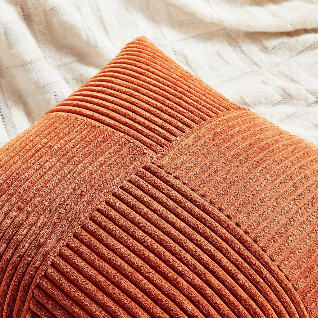 Fancy Homi Set of 2 Burnt Orange Decorative Throw Pillow Covers 16x16 Inch for Living Room Couch Bed, Boho Farmhouse Fall Home Decor…