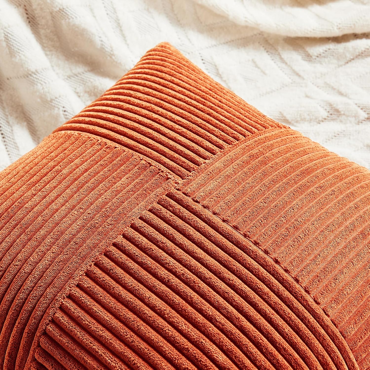 Fancy Homi Set of 2 Burnt Orange Decorative Throw Pillow Covers 22x22 Inch for Living Room Couch Bed, Boho Farmhouse Fall Home Decor…