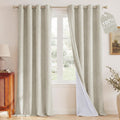 Nicetown Linen Blend 100% Blackout Ivory Curtains 84 inches Long, White Liner Composite Thermal Drapes Casual & Relax Sound Reducing Window…