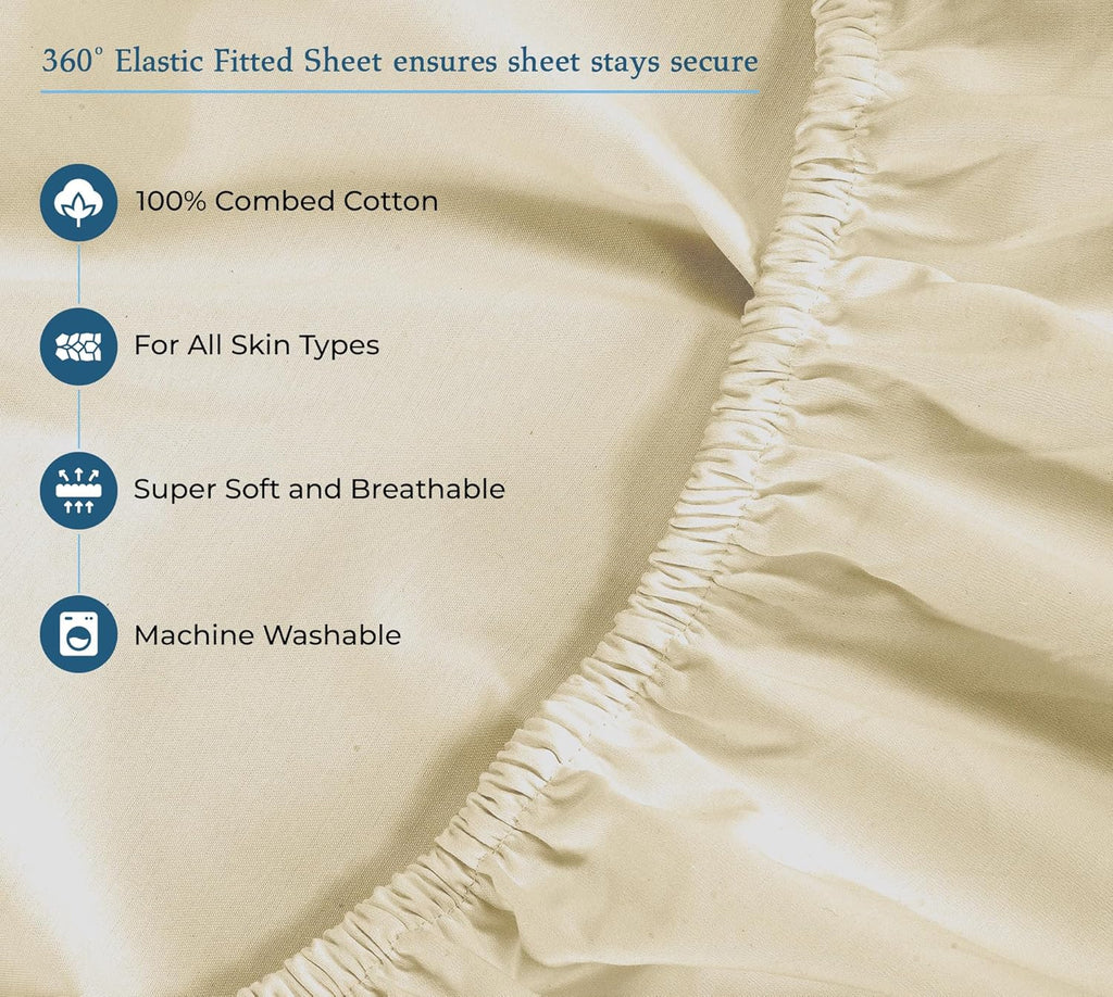 Royalelinens ROYALE LINENS 400 Thread Count 100% American Grown Cotton 4 Piece Sateen Queen Sheet Set - 1 Fitted Sheet, 1 Flat Sheet, 2 Pil…