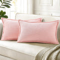 decorUhome Summer Corduroy Pink Throw Pillow Covers 12x20 Set of 2 Decorative Soft Boho Farmhouse Lumbar Couch Pillow Covers for Living Roo…