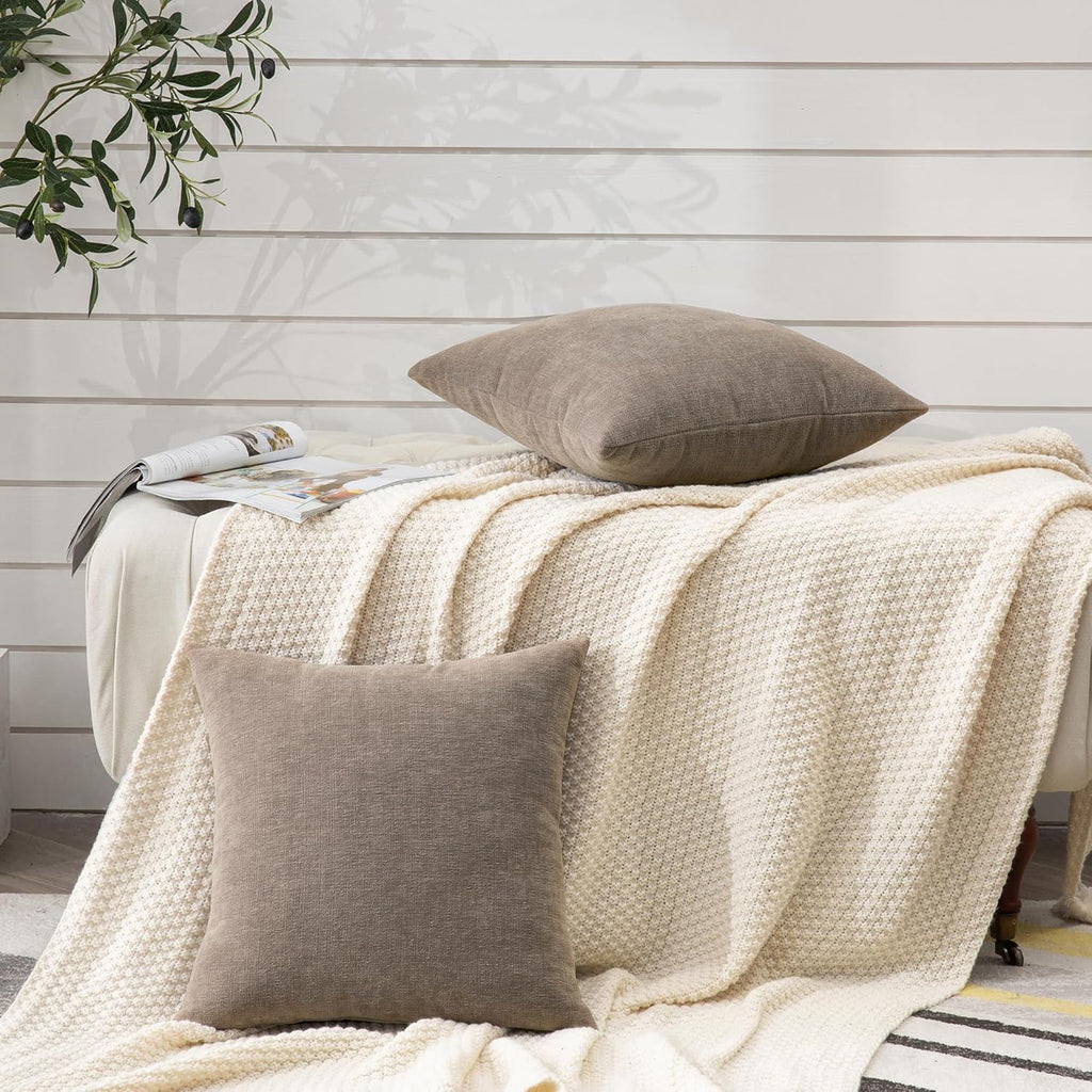 Gawamay Decorative Square Throw Pillow Covers 20"x20" Inch Set of 2, Super Soft Chenille Pillows Farmhouse Fall Pillowcase for Living Room…