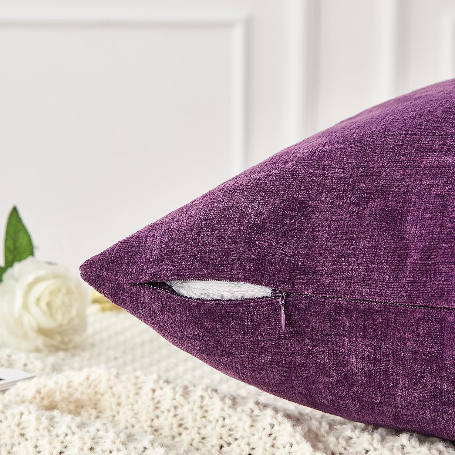 Gawamay Lumbar Pillow Decorative Rectangle Throw Pillow Covers 12"x20" Inch Set of 2, Super Soft Chenille Fall Pillowcase for Living Room B…
