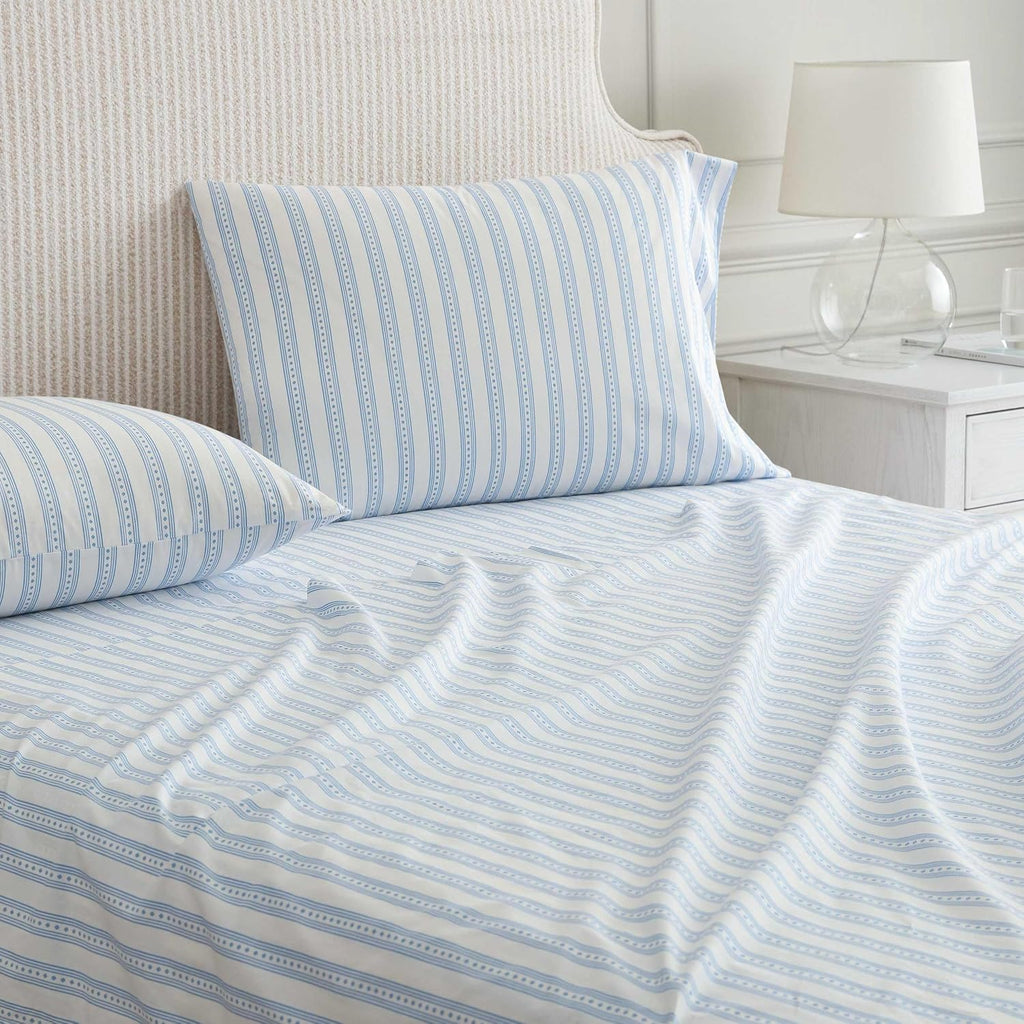 MarthaStewart Martha Stewart - King Size Sheets Set, Crisp & Tailored Cooling Sheets with a Smooth Cotton Percale Lightweight Feel - Bed Sh…
