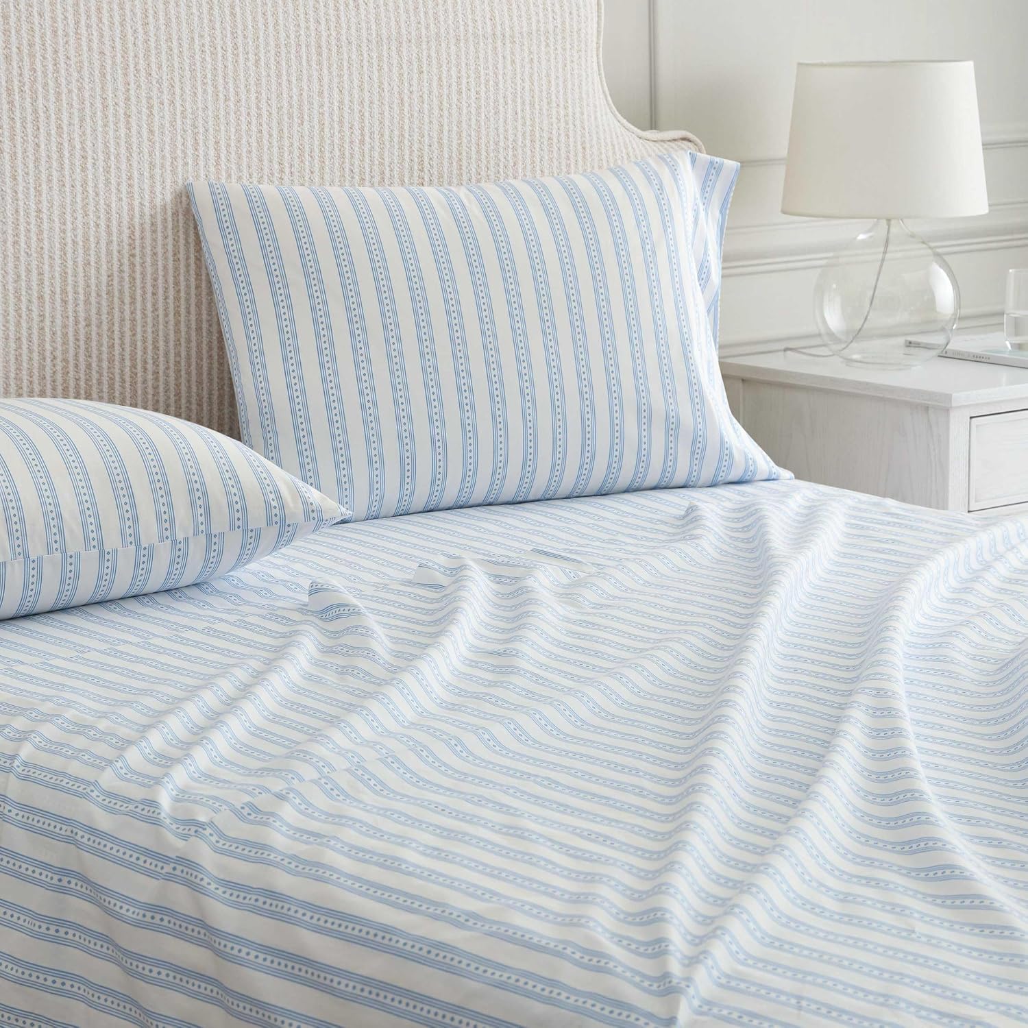 MarthaStewart Martha Stewart - King Size Sheets Set, Crisp & Tailored Cooling Sheets with a Smooth Cotton Percale Lightweight Feel - Bed Sh…
