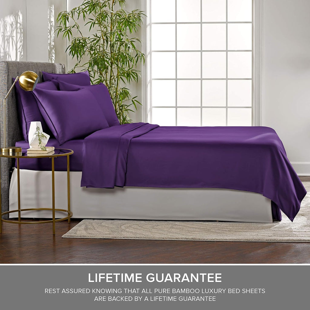 Queen Pillowcases by Pure Bamboo, Genuine 100% Organic Viscose Derived from Bamboo, Luxuriously Soft & Cooling, Double Stitching…