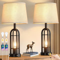 SRJJA 24" Table Lamps for Living Room Set of 2, Farmhouse Industrial 3-Way Dimmable Touch Bedside Lamps with USB A+C for Bedroom…