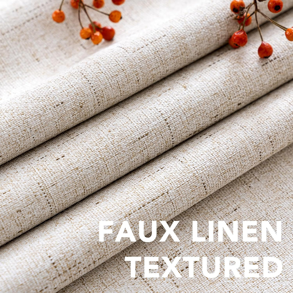 H.VERSAILTEX Linen Blackout Curtains Durable Thick Textured Linen Look 100% Blackout Patio Door Curtain Anti Rust Grommet Extra Wide…