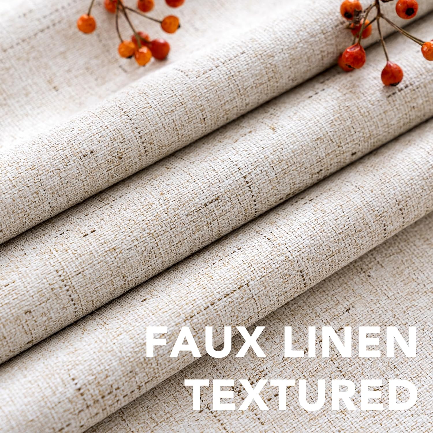 H.VERSAILTEX Primitive Linen Curtains 100% Blackout Curtain Drapes Burlap Curtains with White Thermal Insulated Liner, Grommet Top Drapes…