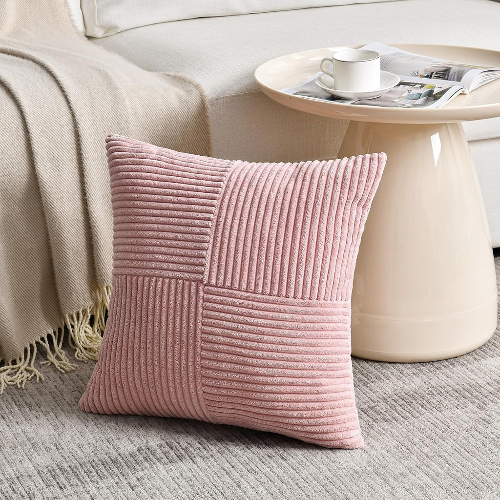 Fancy Homi 2 Packs Blush Pink Decorative Throw Pillow Covers 16x16 Inch for Living Room Couch Bed, Rustic Farmhouse Boho Home Decor, Soft…