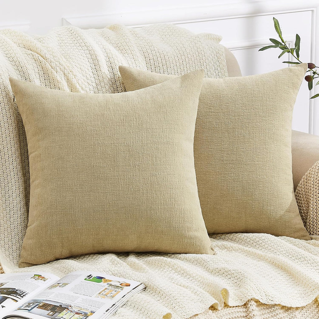 Gawamay Decorative Chenille Throw Pillow Covers 24x24 Inch Pack of 2, Soft Square Couch Pillow Cover for Sofa Cushion Living Room Bedroom S…