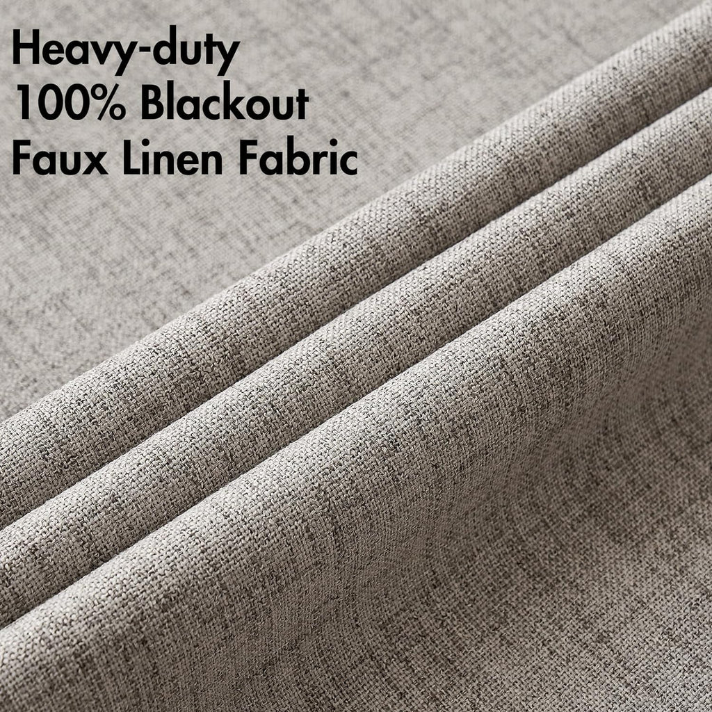 Miulee 100% Blackout Linen Textured Curtains for Bedroom Solid Thermal Insulated Warm Taupe Grommet Room Darkening Curtains & Drapes Luxury…