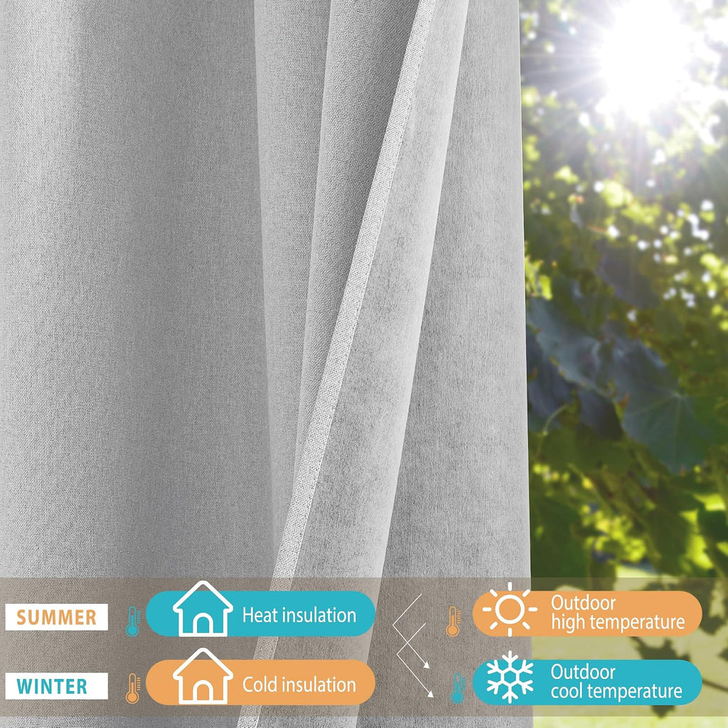 NICETOWN 100% Absolutely Blackout Faux Linen Curtains with Thermal Insulated White Liner, Greyish White, W52, 2 Pieces, Noise Reducing…