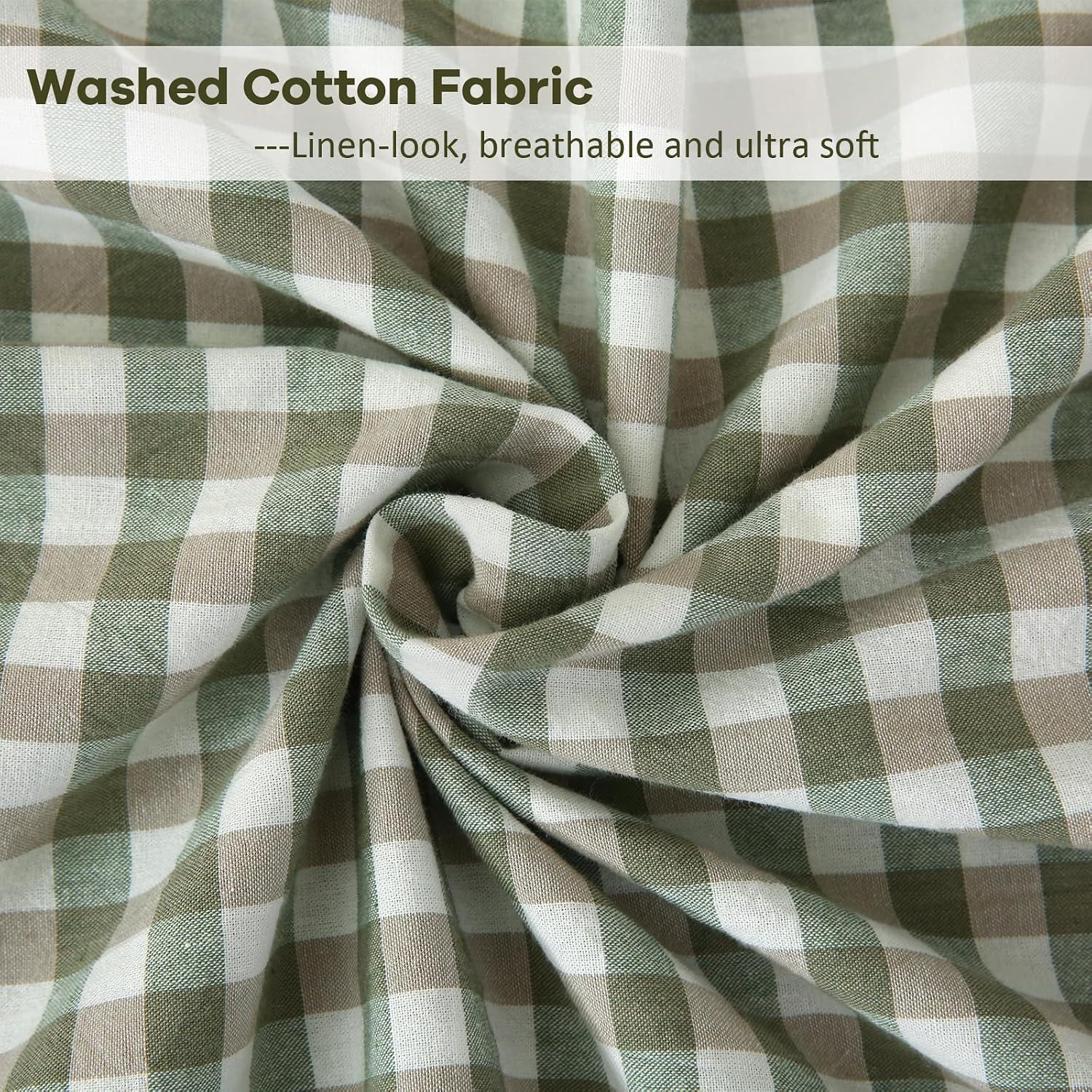 Kmasaniji Sage Green White Plaid Gingham Body Pillow Cover with Ruffles, 100% Washed Cotton Rustic French Country Vintage Pillow Shams for…