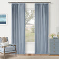 Twodrapes Light Blue Pinch Pleated Thick Linen Curtains 84 Inches Long for Living Room Bedroom Two Layer Blackout Sky Baby Blue Window Curt…