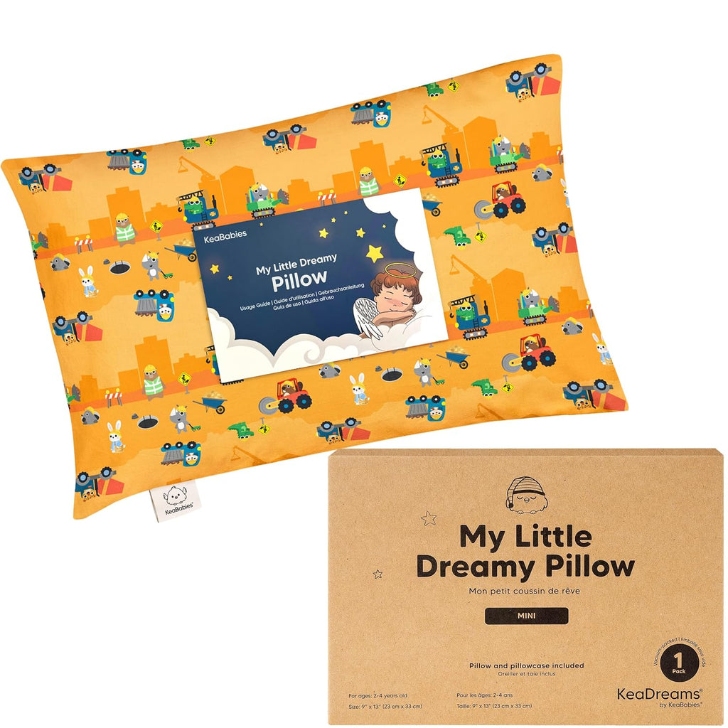Mini Toddler Pillow with Pillowcase - 9x13 My Little Dreamy Travel Kids Pillow for Sleeping, Toddler Bed, Small, Tiny, Organic Cotton…