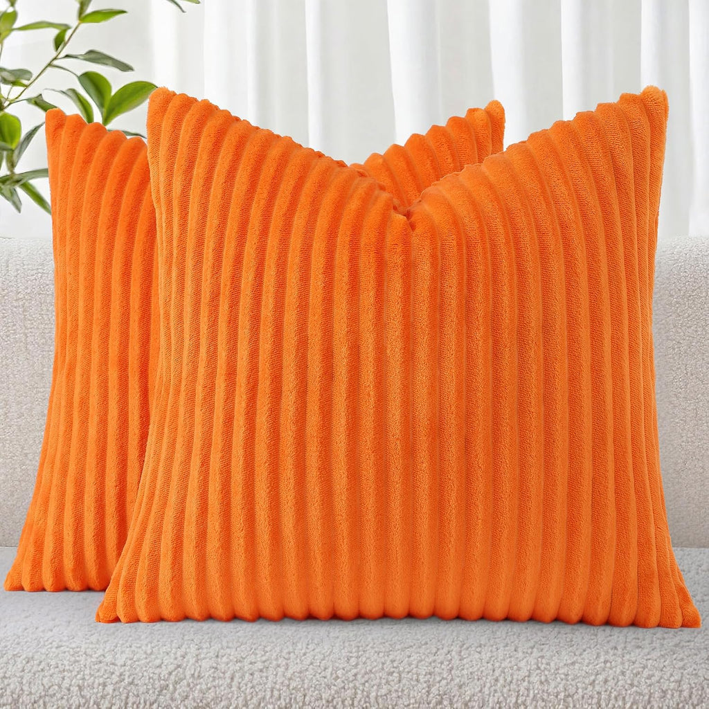 SimmoreHomeDecor Simmore Decorative Throw Pillow Covers 24x24 Set of 2, Soft Natural Plush Flannel Double-Sided Fluffy Couch Euro Sham Pill…