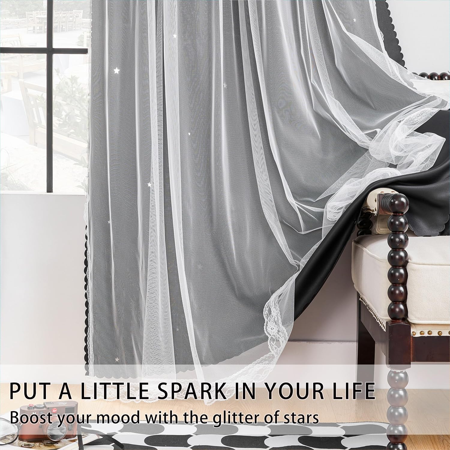 Addsomecolortolife XiDi Grommet Blackout Curtains for Bedroom & Living Room, 84"L x 34"W, Unicorn Pattern, Girls & Kids Room Decor Black
