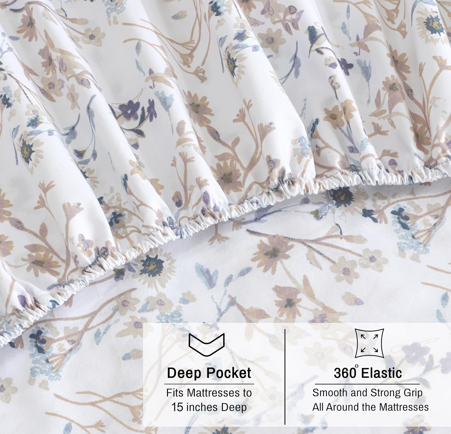 Ruvanti 100% Cotton Organic Percale Sheets Twin XL Size – Crisp Cooling Bed Sheets for Hot Sleepers, Deep Pocket 15”, Soft Peach Finish, Br…