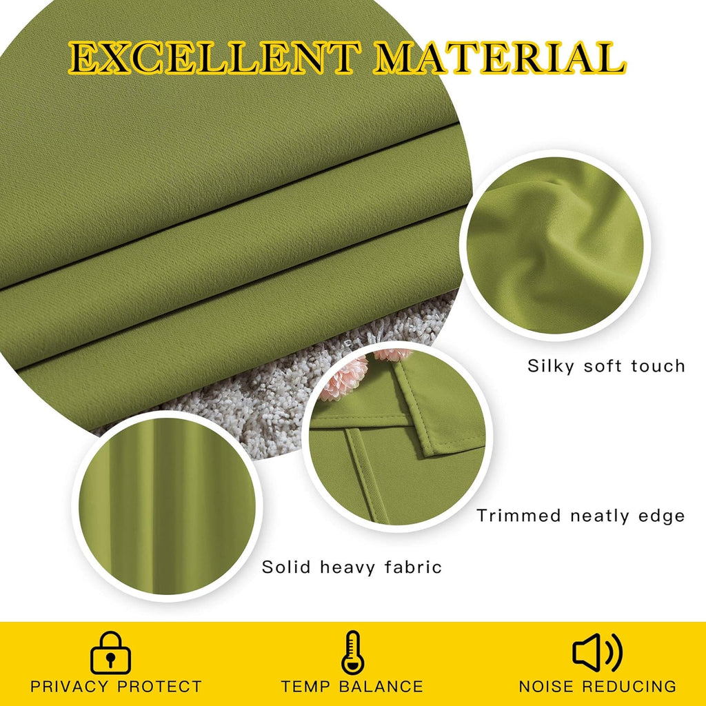 Nicetown Room Darkening Window Panels - (52 inches Width, Fresh Green, Double Pieces) Holiday Decor Thermal Insulated Curtains 120 inches L…