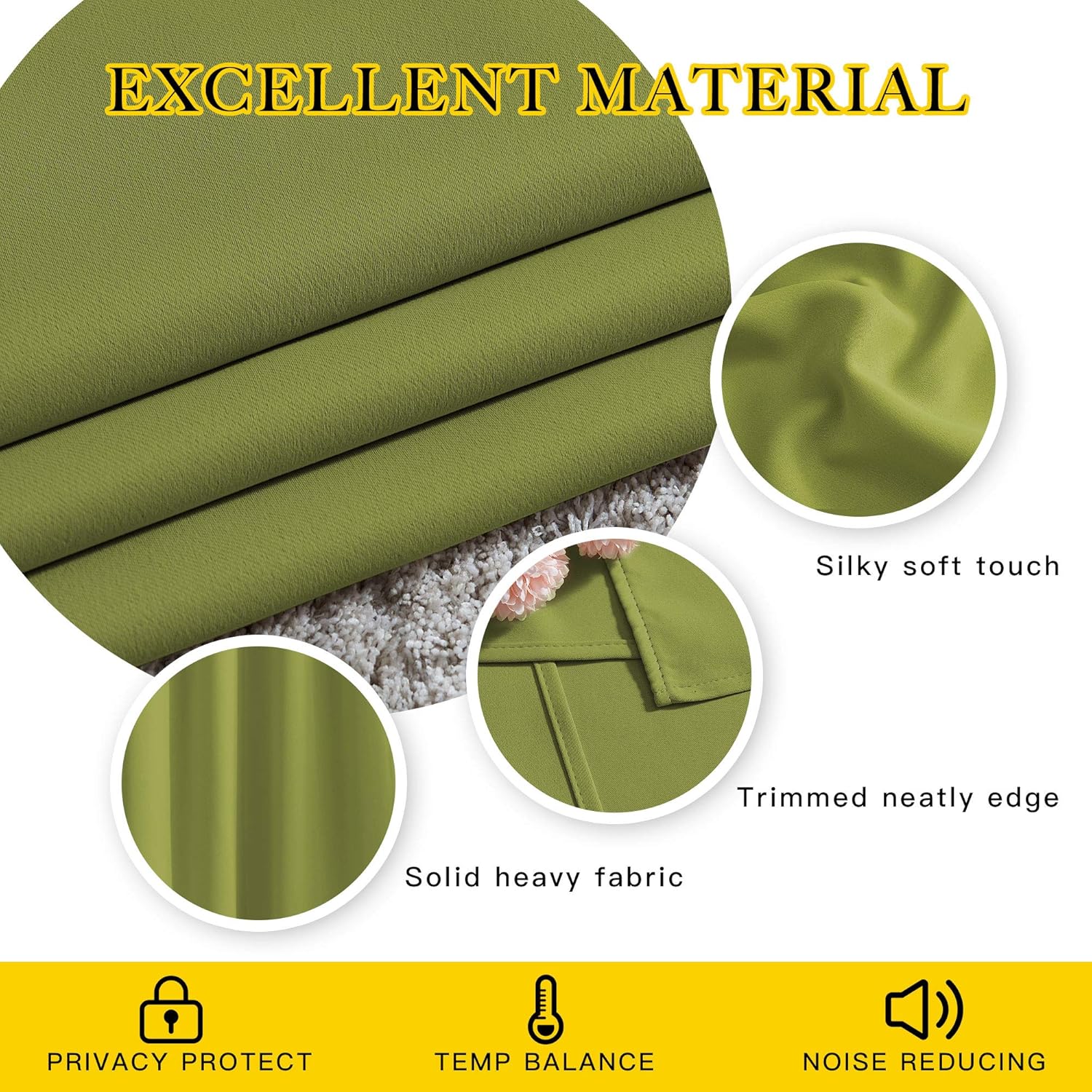 Nicetown Room Darkening Window Panels - (52 inches Width, Fresh Green, Double Pieces) Holiday Decor Thermal Insulated Curtains 120 inches L…