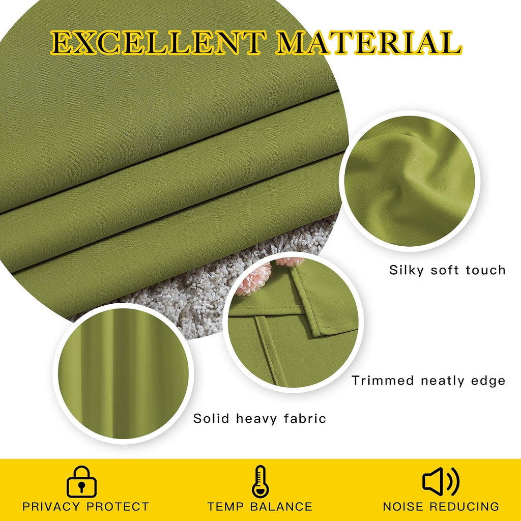 Nicetown Green Blackout Draperies Curtains - Window Treatment Thermal Insulated Solid Grommet Blackout Curtains/Drapes for Holiday Decor (S…