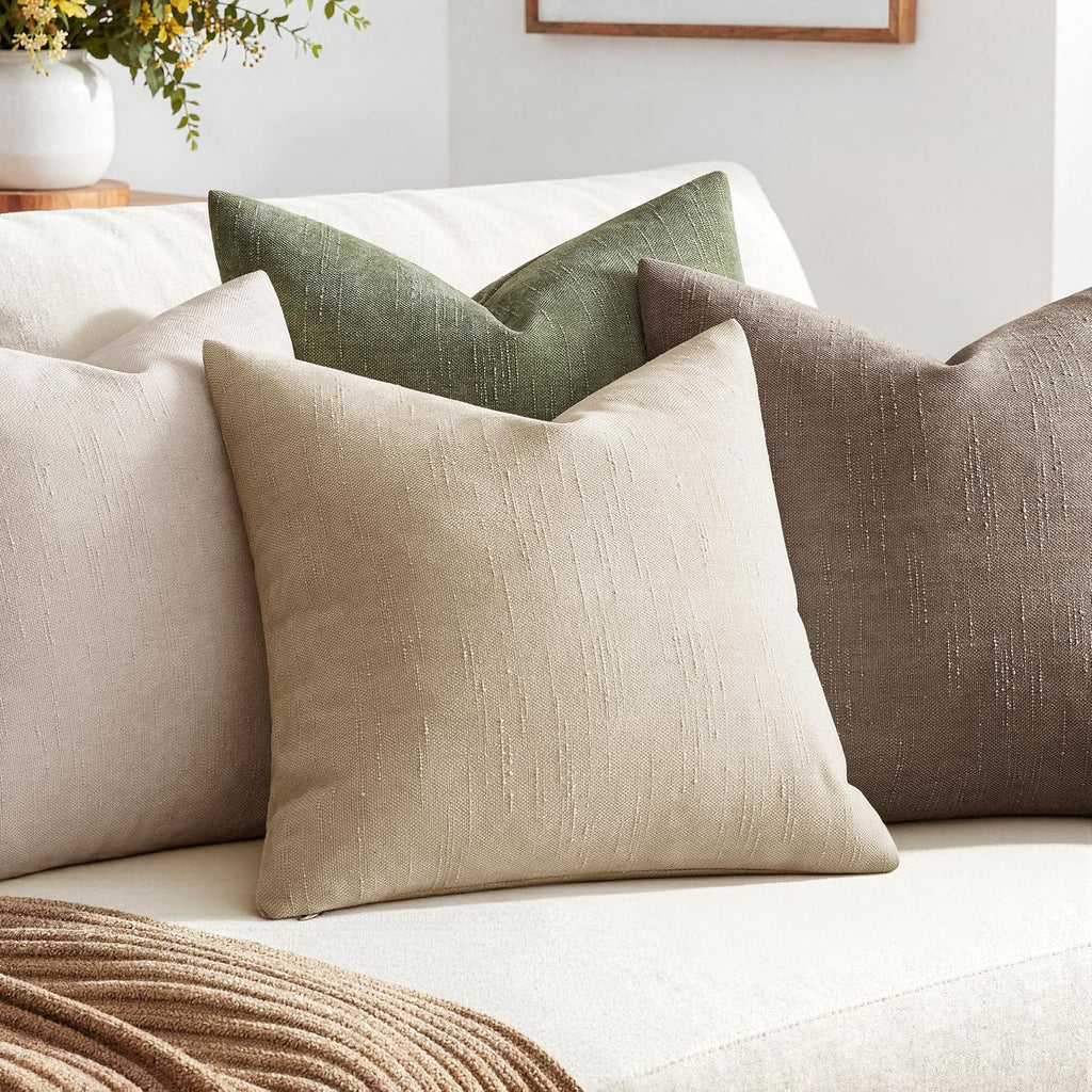 MIULEE Pack of 2 Decorative Throw Pillow Covers Soft Throw Pillows Solid Textured Cushion Covers Home Decor for Couch Sofa Bedroom Living…