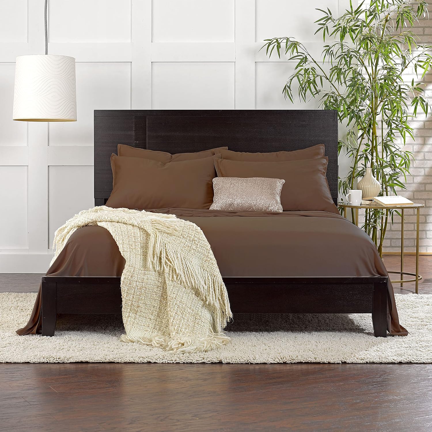PureBamboo Pure Bamboo King Sheets, Genuine 100% Organic Viscose Derived from Bamboo Bed Sheet Set, Luxuriously Soft & Cooling, Double Stit…