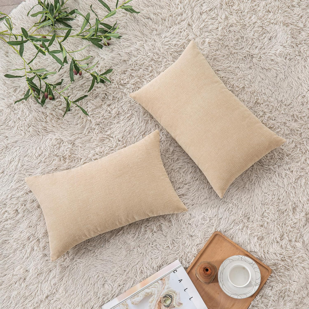 Gawamay Decorative Rectangle Throw Pillow Covers 12"x20" Inch Set of 2, Soft Chenille Fall Lumbar Support Pillow Cases for Living Room Bedr…
