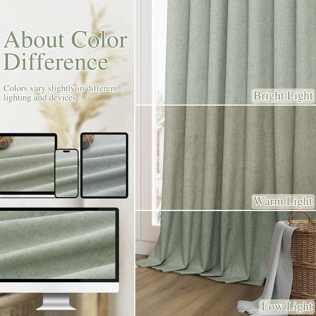 Guken 100% Blackout Curtains 100 Inch Length 2 Panels Set for Living Room Bedroom Back Tab Thermal Insulated Black Out Linen Drapes Room Da…