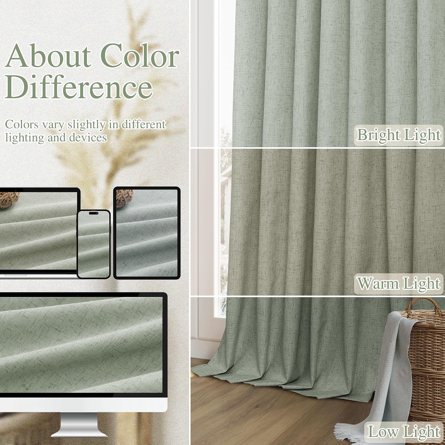 Guken 100% Blackout Curtains 100 Inch Length 2 Panels Set for Living Room Bedroom Back Tab Thermal Insulated Black Out Linen Drapes Room Da…