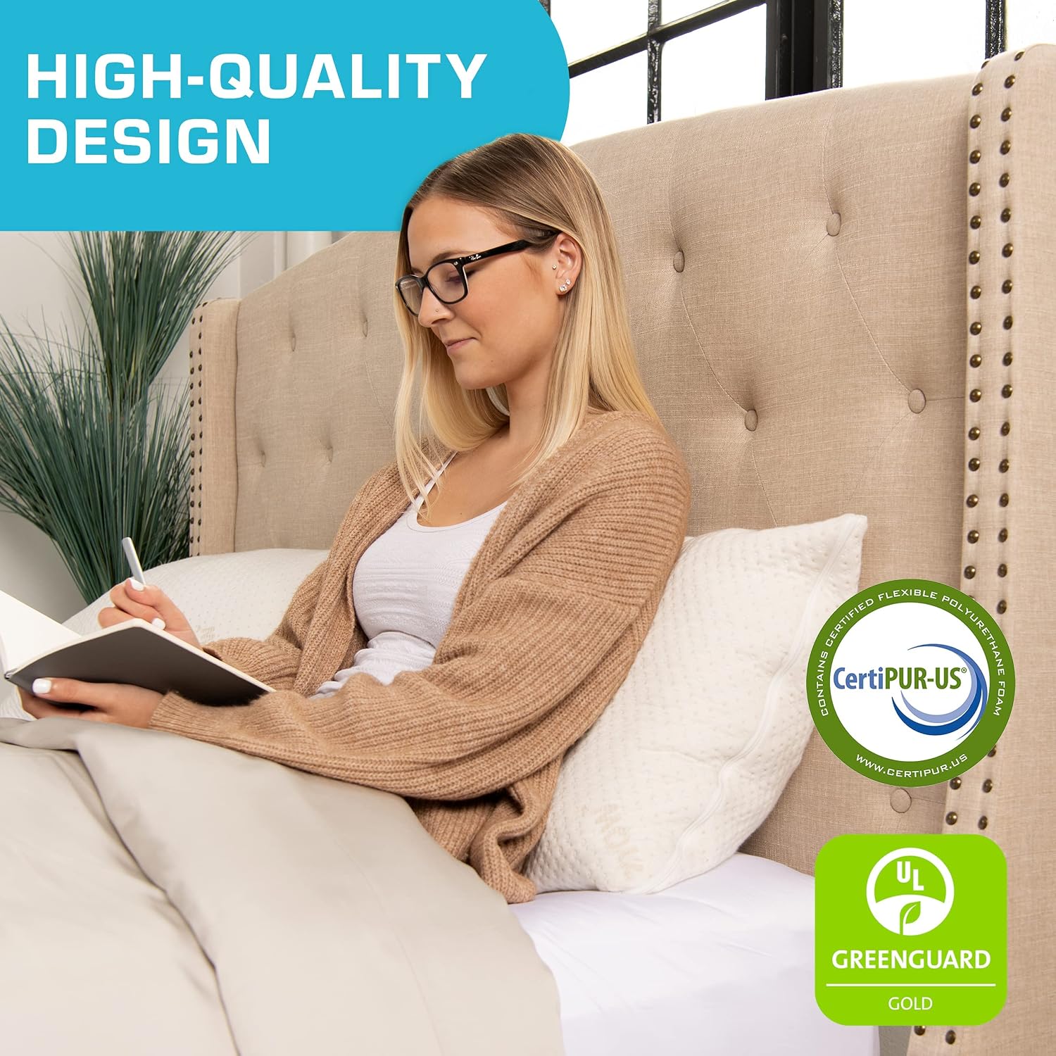 XtremeComforts Xtreme Comforts GREENGUARD Certified Queen Pillows for Sleeping (2 Pack) | Adjustable Shredded Memory Foam Pillows with Remo…
