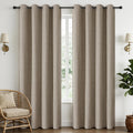 Cucraf 100% Blackout Curtains 108 inches Length 2 Panels Set, Room Darkening Linen Textured Curtain Grommet for Bedroom Living Room, Light…