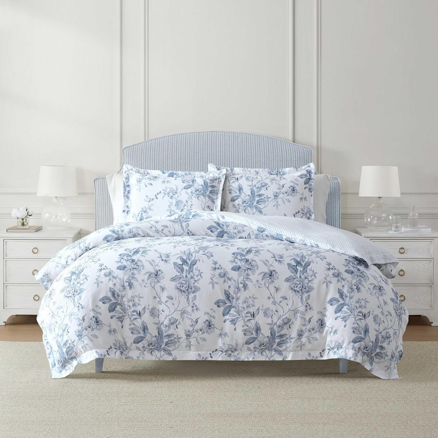 MarthaStewart Martha Stewart - King Duvet Cover Set, 100% Silky Smooth Cotton Sateen Bedding, 3 Piece Bed Set with Matching Pillowcases (So…