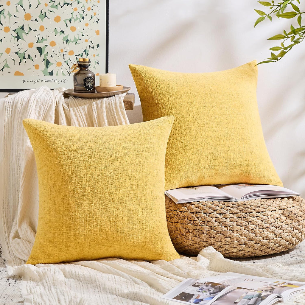 Gawamay Set of 2 Soft Textured Chenille Throw Pillow Covers 20x20 Inch (50x50 CM), Decorative Pillowcases Cushion Covers for Farmhouse Home…