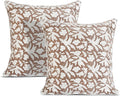 Ridhi Oak Brown Block Print Cotton Piping Throw Pillow Covers 16x16 Set of 2 Decorative Couch Pillows for Living Room, Chic Boho Cute…
