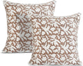 Ridhi Block Print Oak Brown Pillow Cover 18" x 18" (Pack of 2) Decorative Couch Pillows for Living Room, Farmhouse Chic Boho Cute Outdoor P…