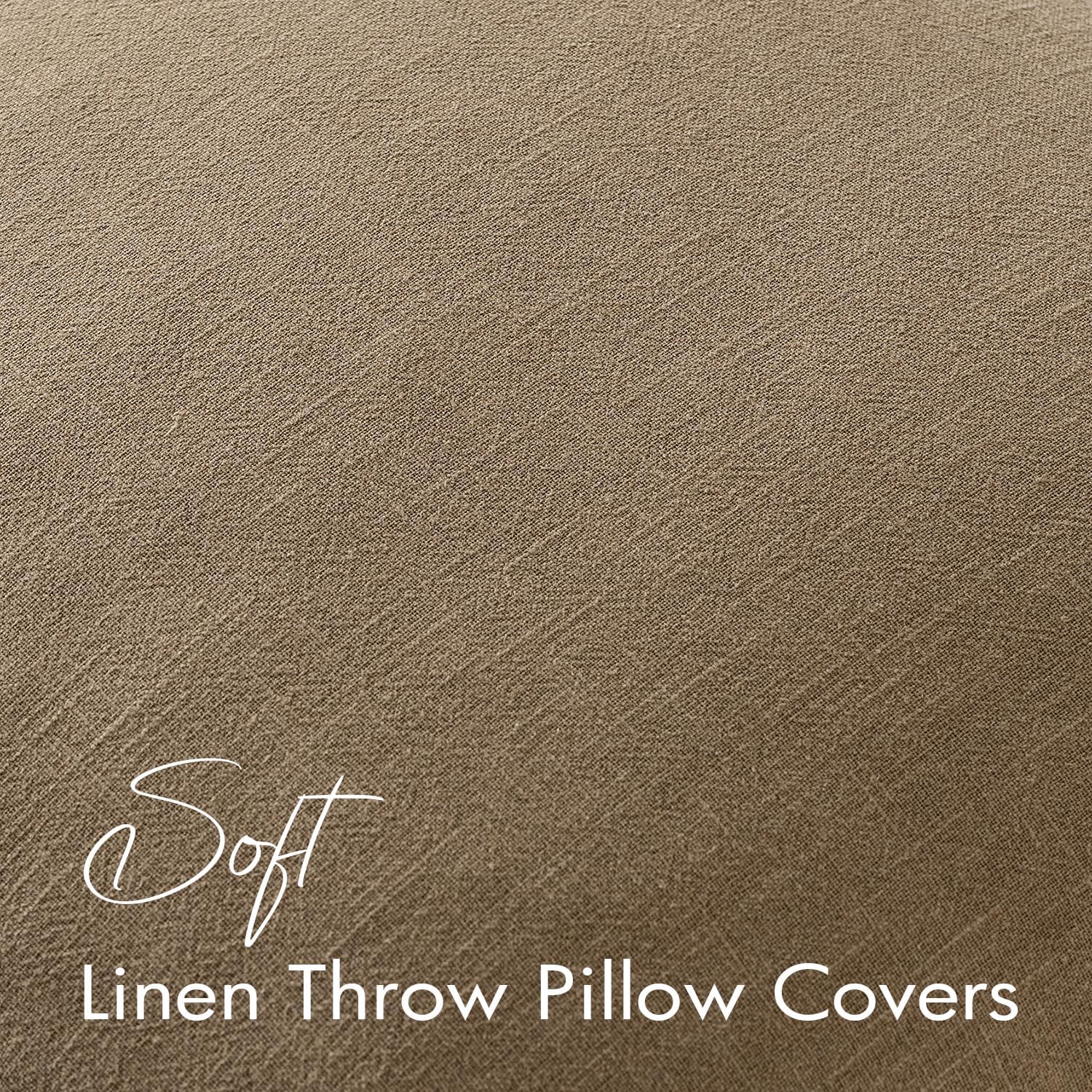 EMEMA Decorative Linen Throw Pillow Covers 22x22 Inch Curry Boho Farmhouse Neutral Couch Throw Pillows for Bed Pack of 2 Accent…