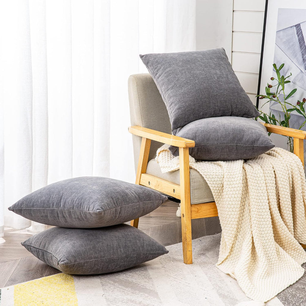 Gawamay Decorative Square Throw Pillow Covers 18"x18" Inch Set of 4, Super Soft Chenille Pillows Cover Fall Pillowcase for Living Room Bedr…