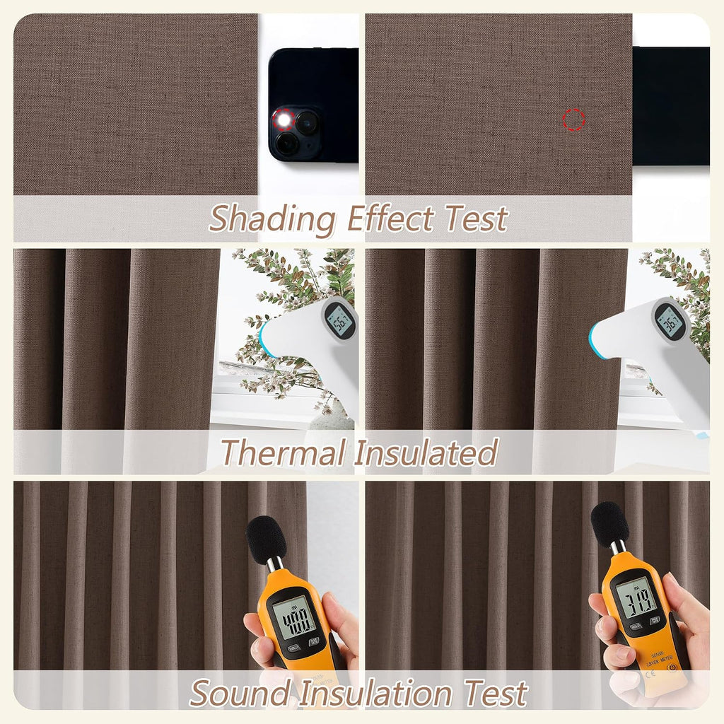 Guken 100% Blackout Curtains 108 Inch Length 2 Panels Set for Living Room Bedroom Back Tab Thermal Insulated Black Out Linen Drapes Room Da…