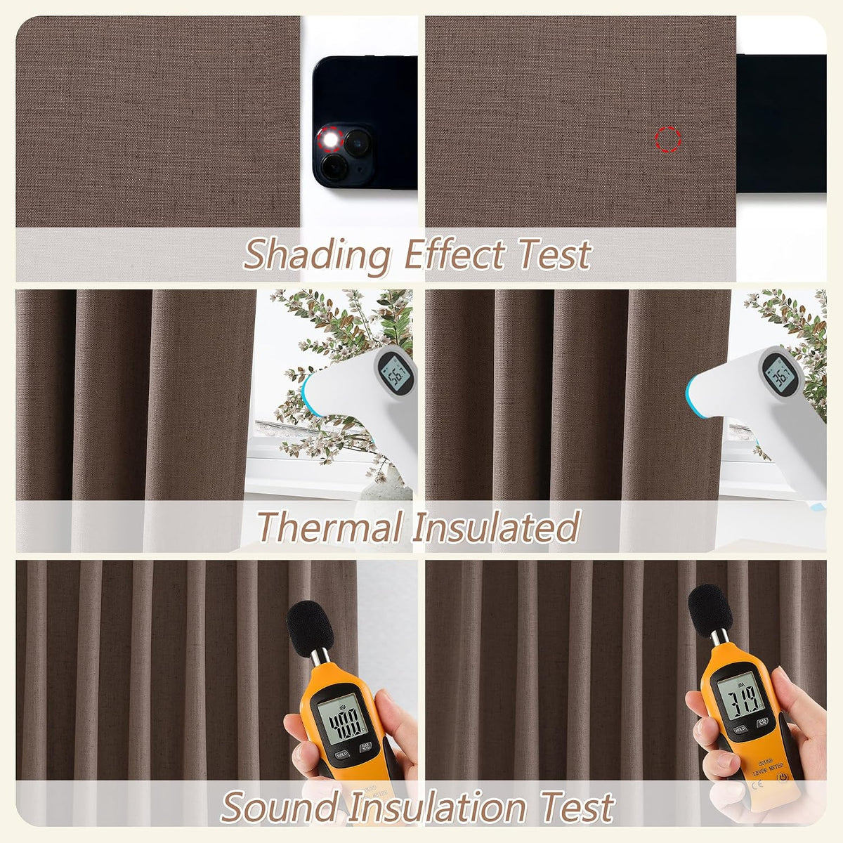 Guken 100% Blackout Curtains 120 Inch Length 2 Panels Set for Living Room Bedroom Back Tab Thermal Insulated Black Out Linen Drapes Room Da…