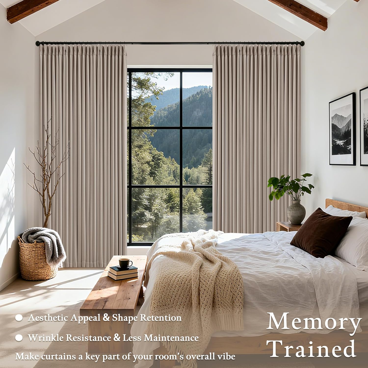 Twodrapes Extra Wide 70 Inch Burlywood Birch Blackout Bedroom Curtains 96 Inches Long Memory Trained Pinch Pleated Room Darkening Thermal L…