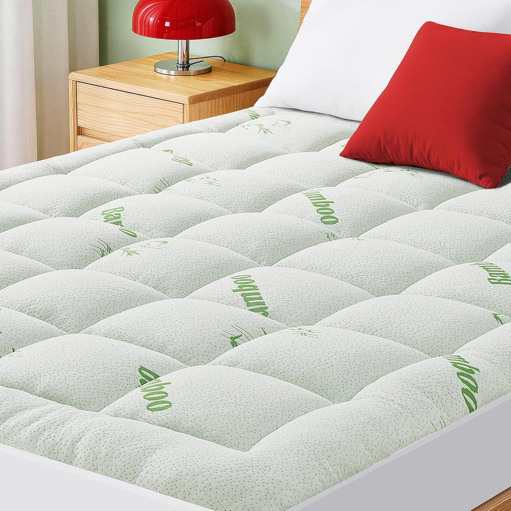 Grusign Mattress Pad California King Size, Cooling Pillow Top Mattress Topper, Ultra Soft Viscose Made from Bamboo, Breathable for Hot Slee…