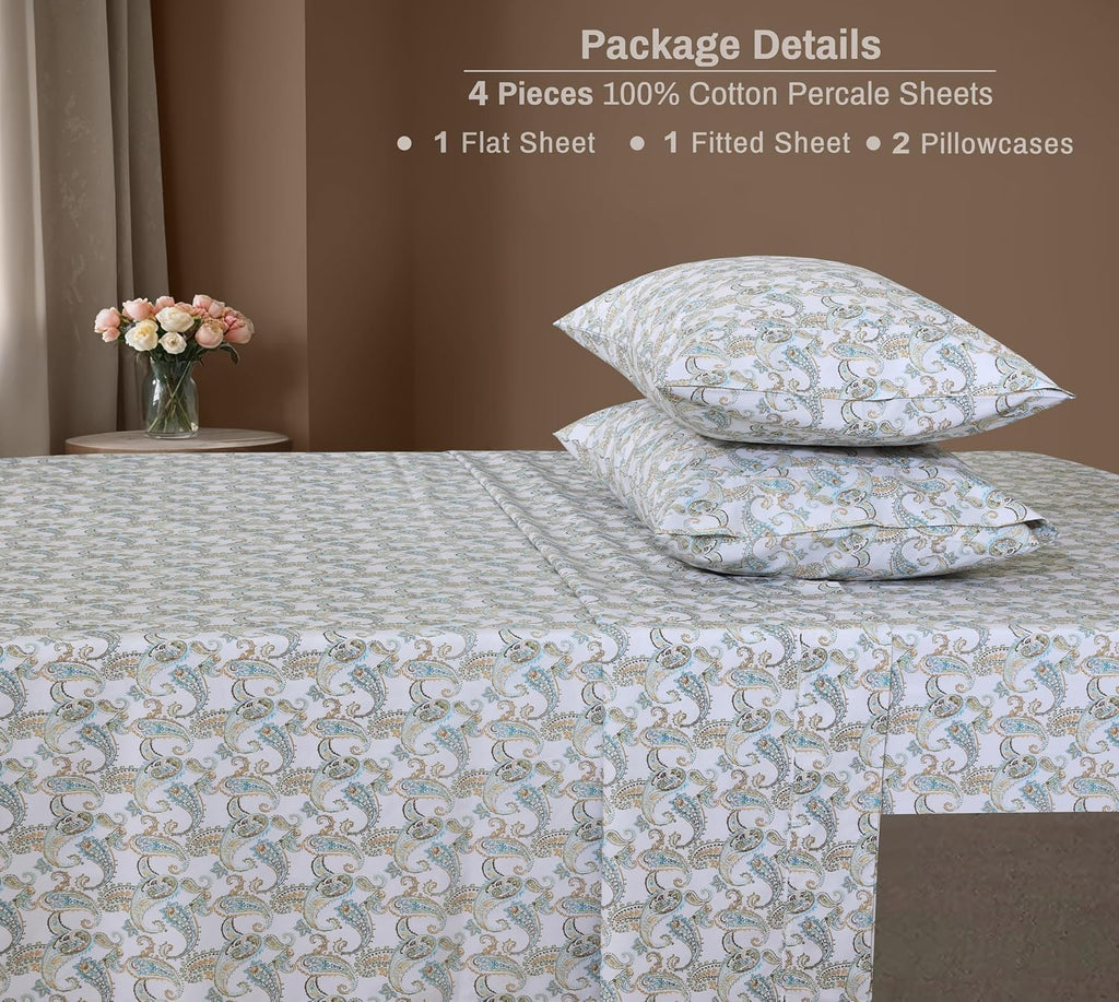 Zoyer 100% Cotton Sheets – Full Size Percale Bedding, Cooling & Breathable, Durable with a Crisp, Soft & Comfortable Feel, 16" Deep Pocket,…