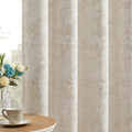Beauoop Beige Floral Jacquard Blackout Curtains 63 Inches Long 2 Panels for Bedroom Living Room Chenille Flower Room Darkening Thermal…