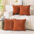Cozoomy Set of 4 Burnt Orange Decorative Throw Pillow Covers 26x26 Inch Corduroy Pillow Covers for Bed Couch Sofa Living Room Soft Square C…