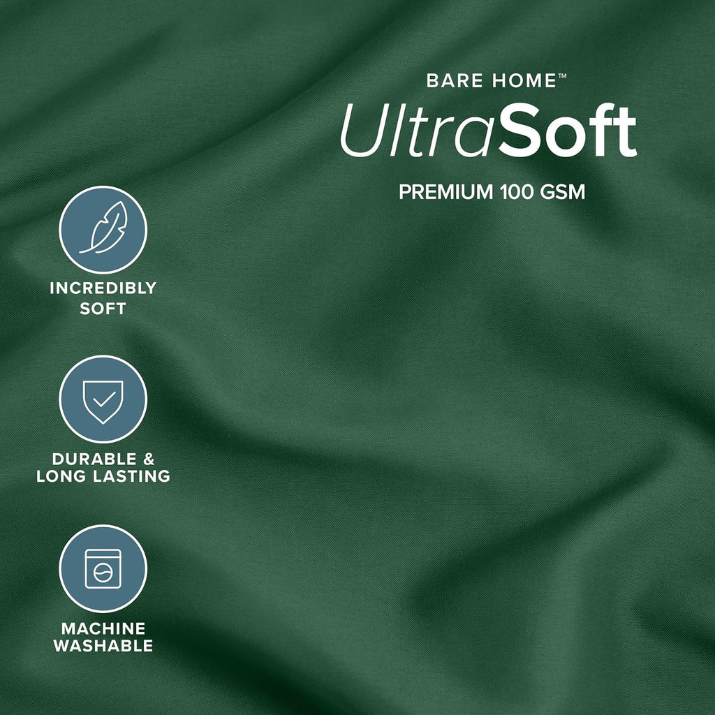 BareHome Bare Home Microfiber Pillow Cases - King Size Set of 2 - Cooling Pillowcases - Double Brushed - Forest Green Pillowcases 2 Pack -…